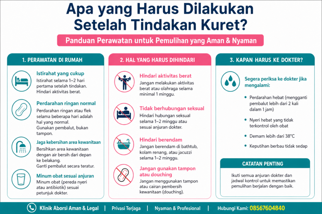perawatan setelah tindakan kuret oleh dokter