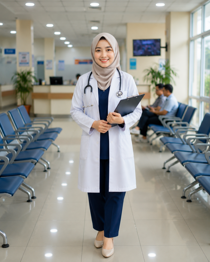 Dokter wanita profesional di klinik kesehatan Jakarta